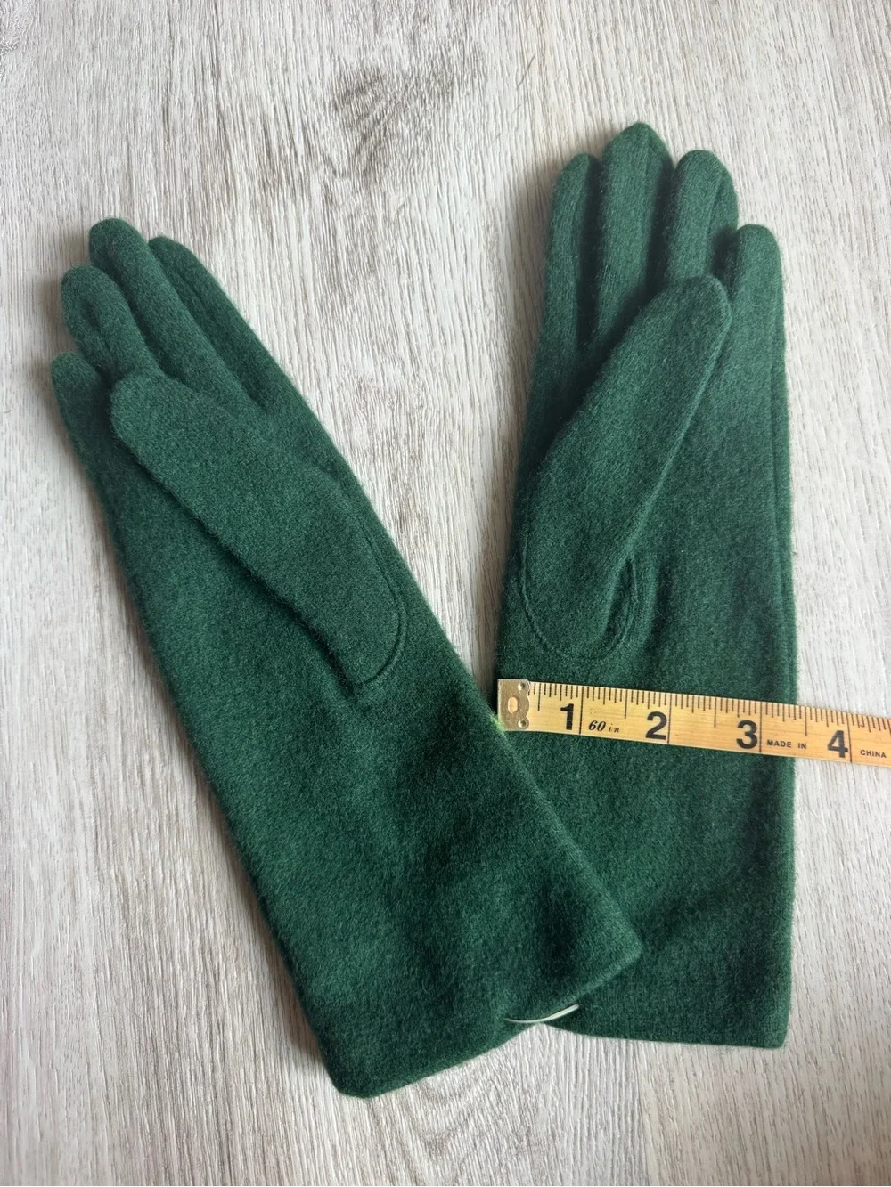 Vintage Dark Forest Green Morgan Taylor Lambswool Blend Warm Wool Winter Gloves